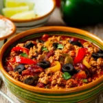 Ground Turkey Chili (with Peppers, Mushrooms, and Olives) First Image