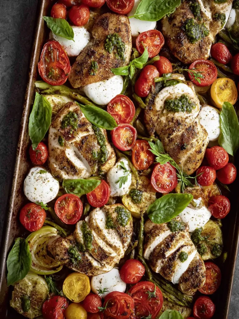 Chicken Caprese Sheet Pan Dinner First Image