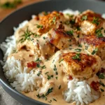 Comforting Creamy Smothered Chicken Rice Recipe First Image