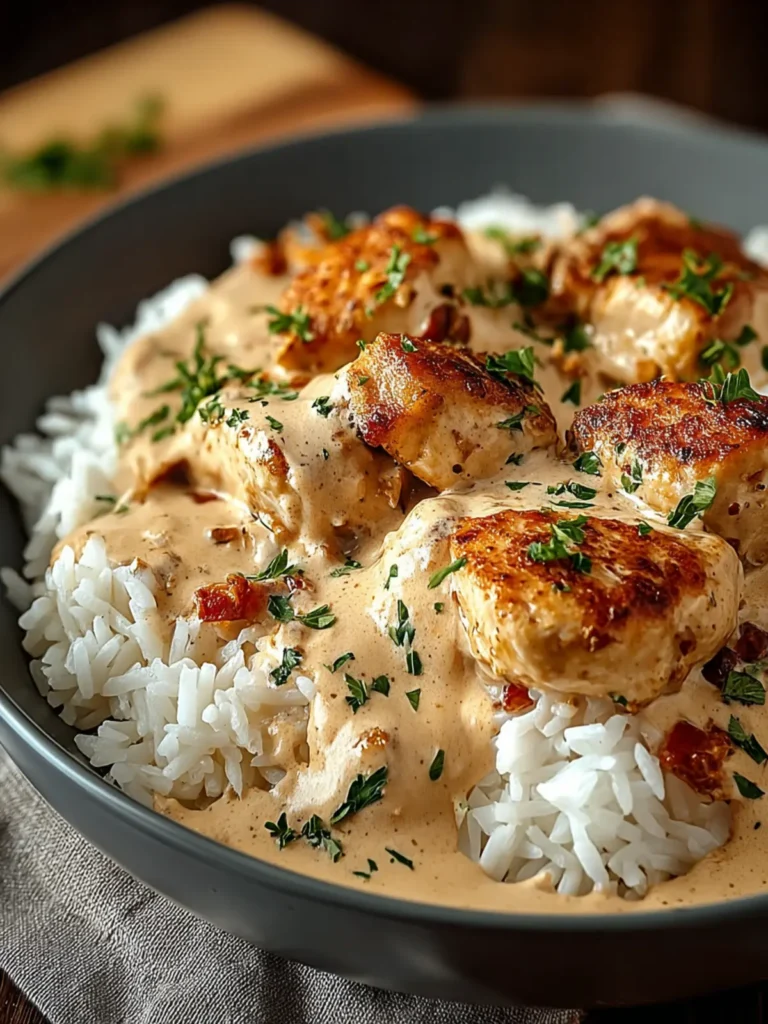 Comforting Creamy Smothered Chicken Rice Recipe First Image