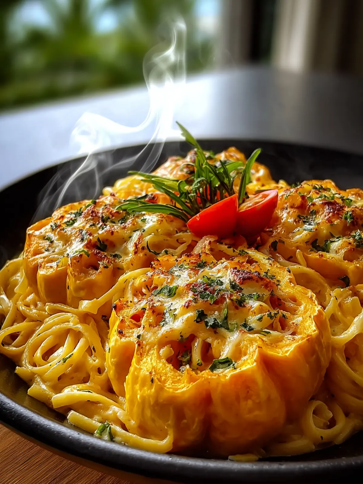 Pumpkin Alfredo Pasta Cauldrons First Image