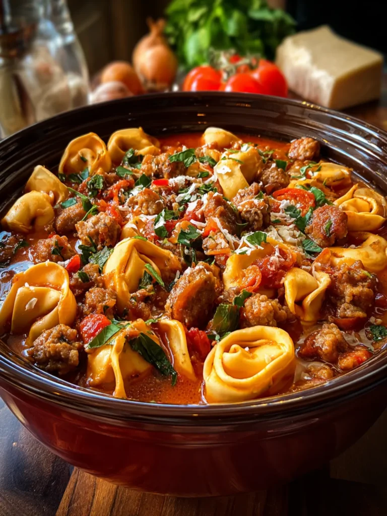 Savory Crockpot Cheese Tortellini and Sausage Delight First Image