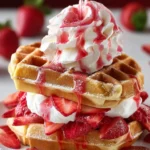 Strawberry Cheesecake Stuffed Waffles First Image