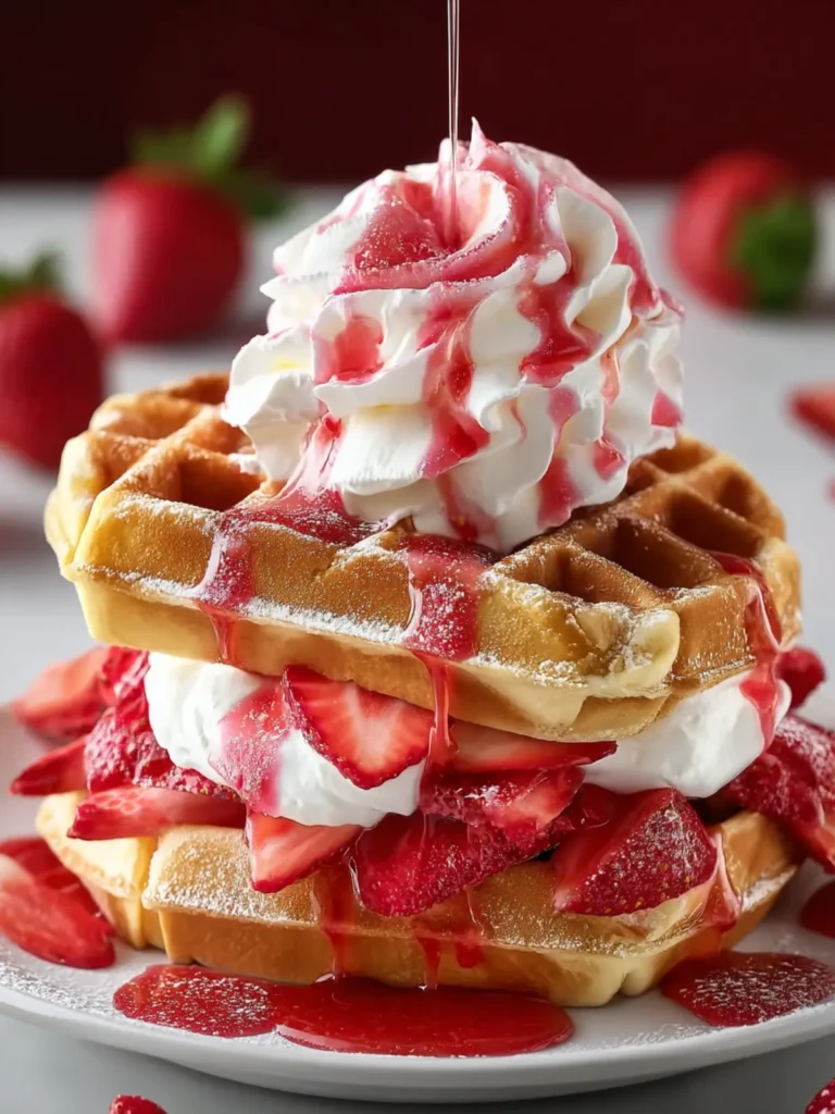 Strawberry Cheesecake Stuffed Waffles First Image