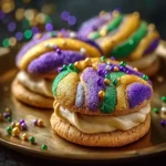 Mardi Gras King Cake Cookies with Creamy Sweet Surprise First Image