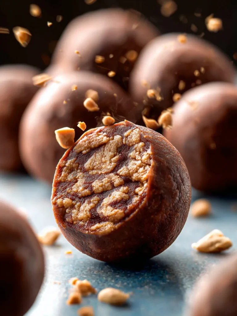 4 Ingredient Chocolate Peanut Butter No Bake Energy Bites Recipe First Image