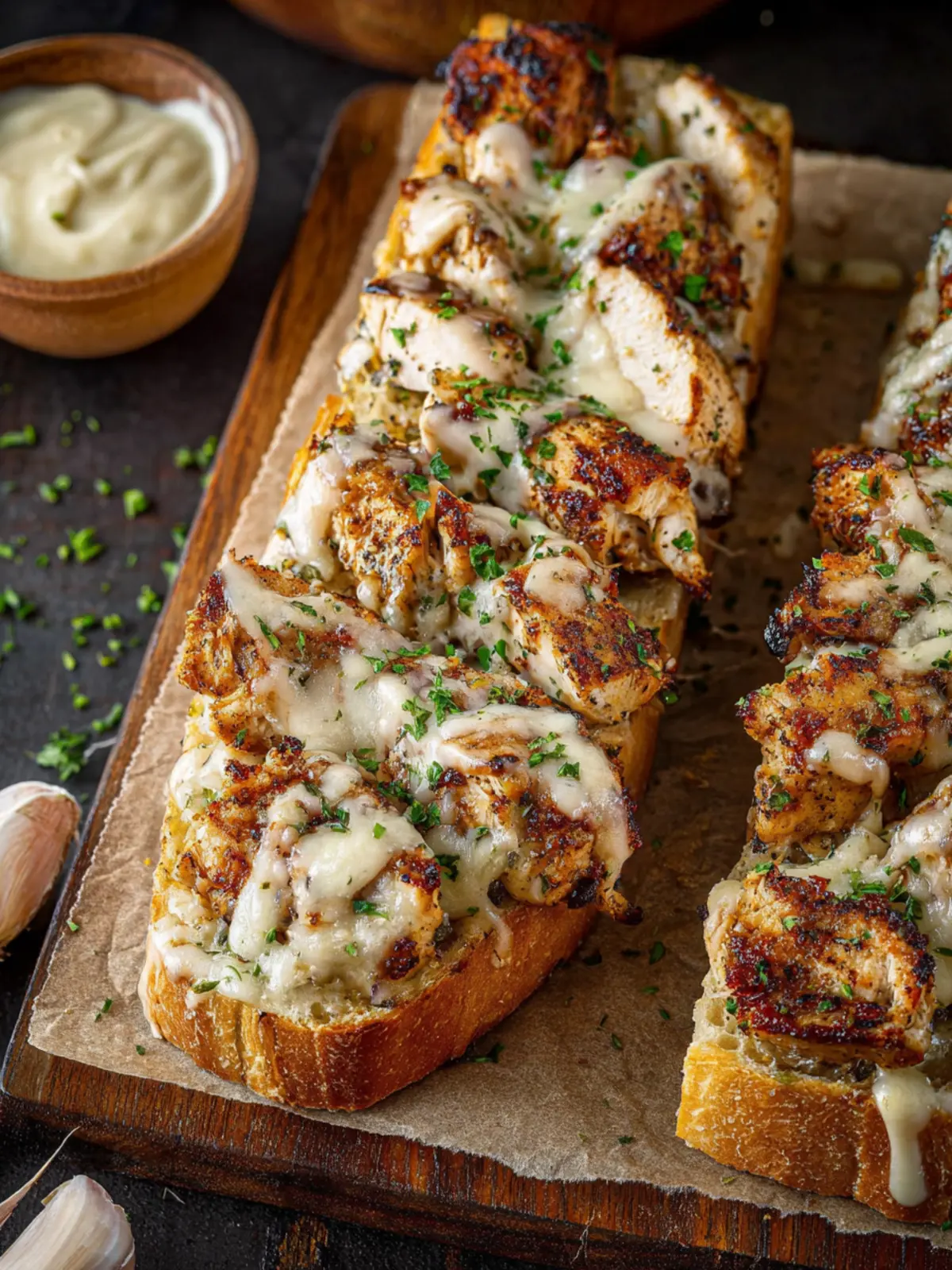 Blackened Chicken Alfredo Garlic Bread First Image