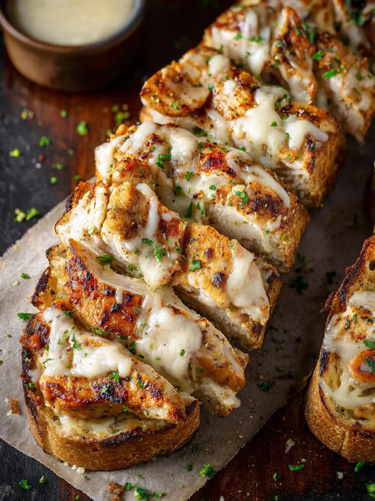 Blackened Chicken Alfredo Garlic Bread First Image