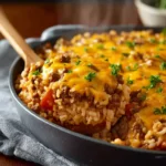 Cheesy Ground Beef and Rice Casserole First Image
