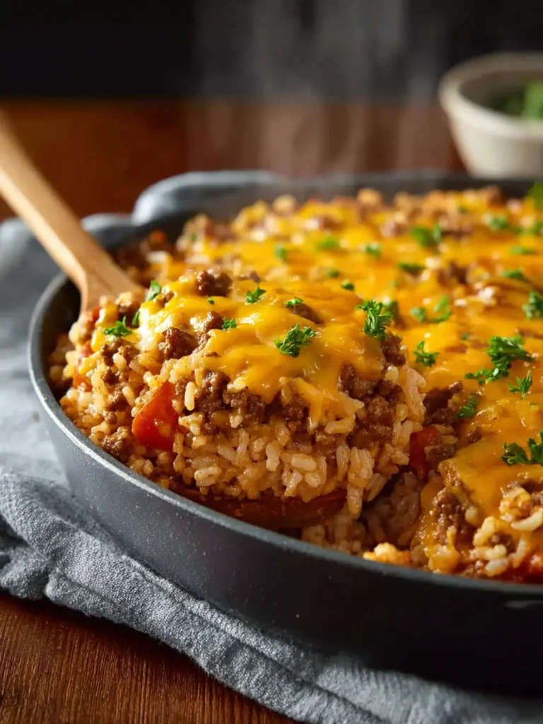 Cheesy Ground Beef and Rice Casserole First Image