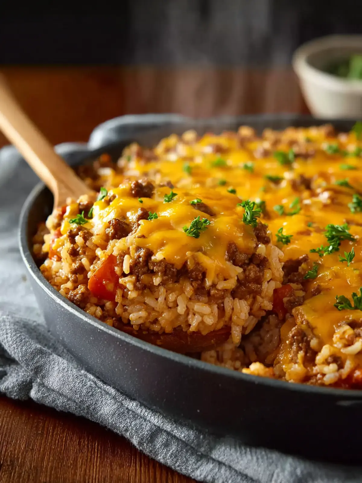 Cheesy Ground Beef and Rice Casserole First Image