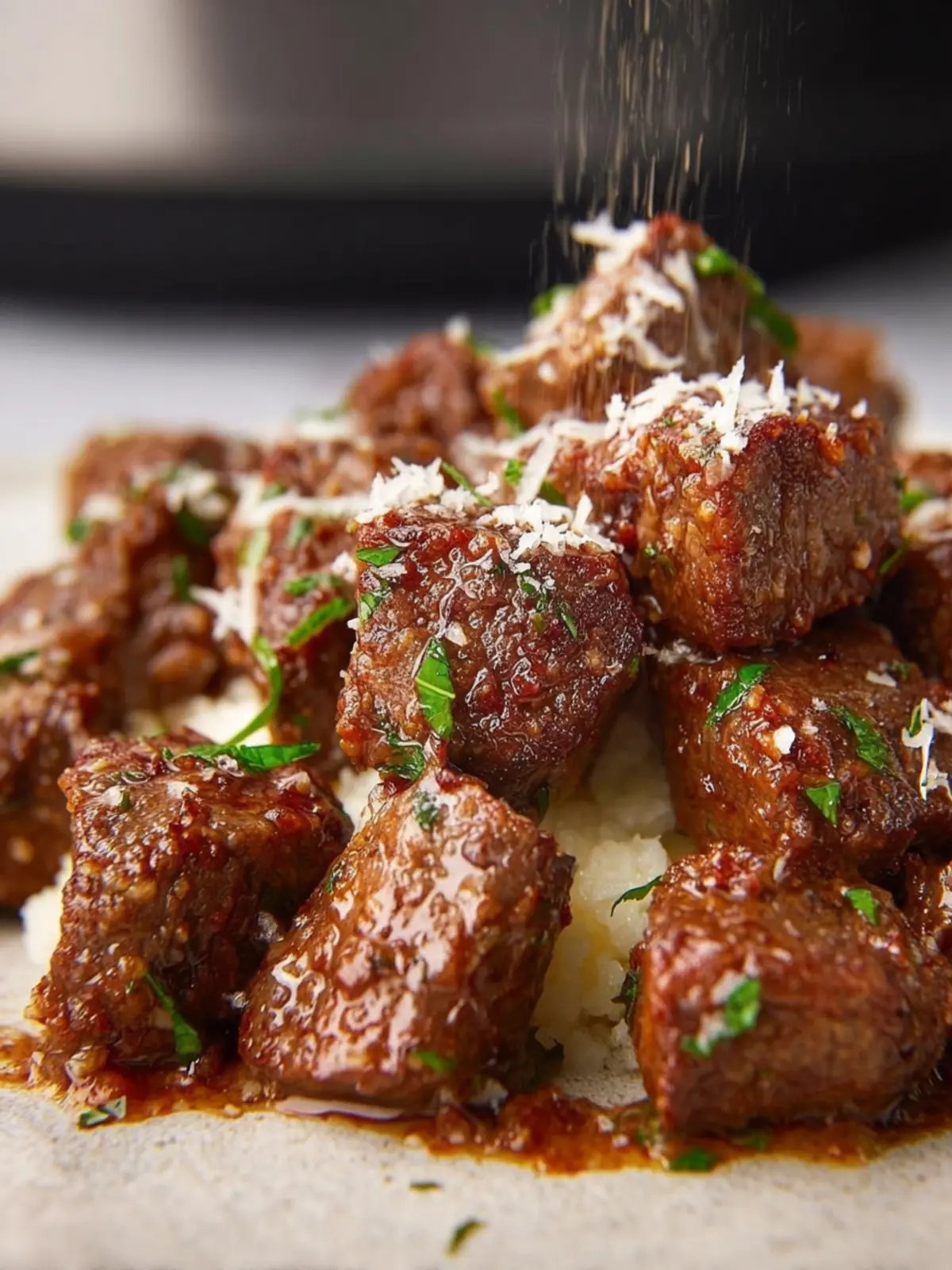 Crockpot Garlic Parmesan Steak Bites First Image