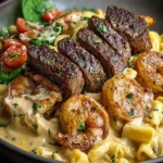 Mouthwatering Blackened Steak Shrimp Alfredo Recipe First Image