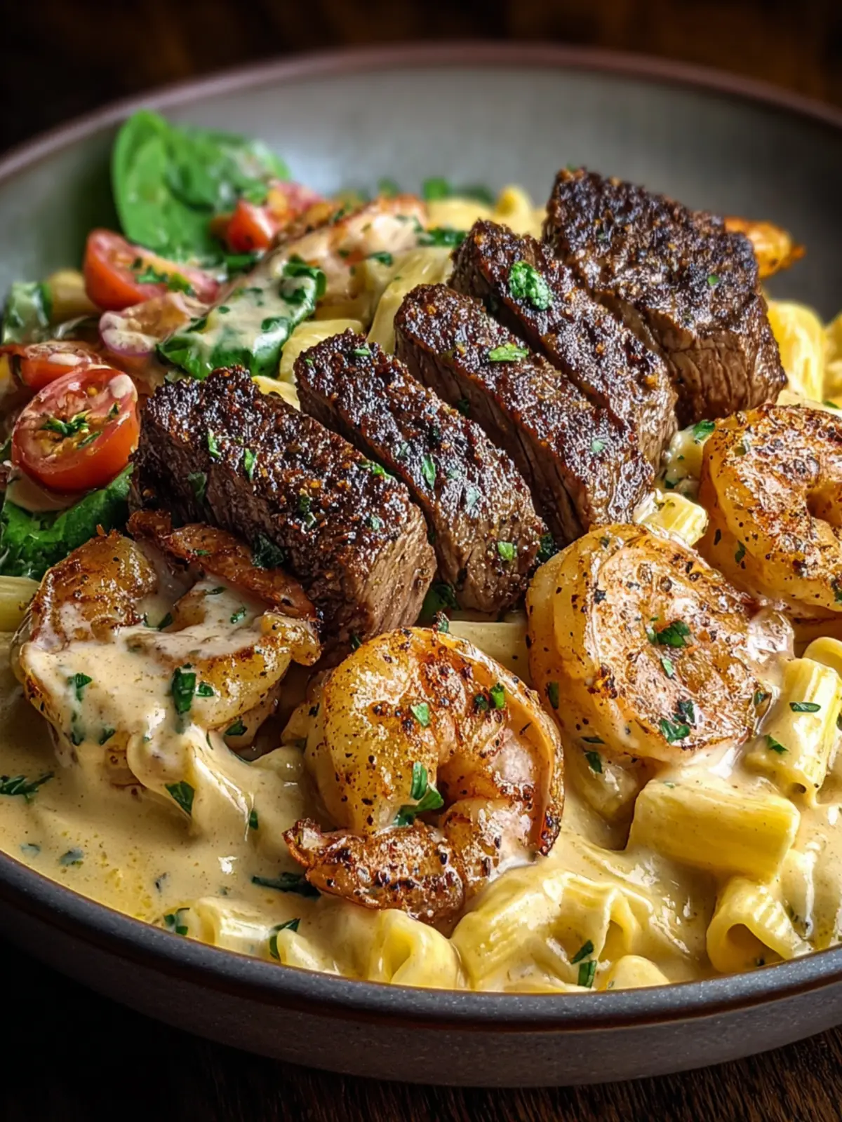 Mouthwatering Blackened Steak Shrimp Alfredo Recipe Bliss