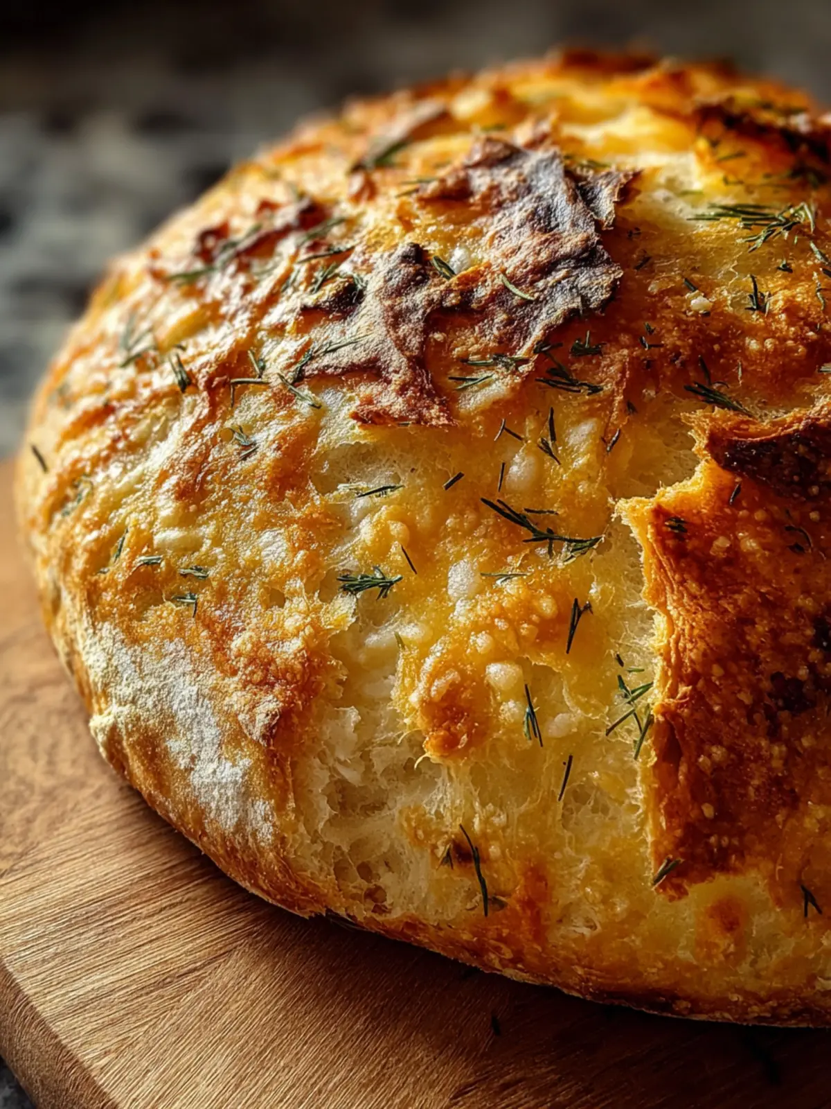 No-Knead Dill Gouda Artisan Bread First Image