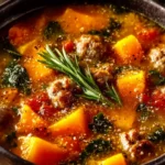 Slow Cooker Butternut Squash Sausage Soup First Image