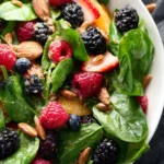 Spinach Berry Salad with Brown Sugar Almonds and Lemon Dressing First Image