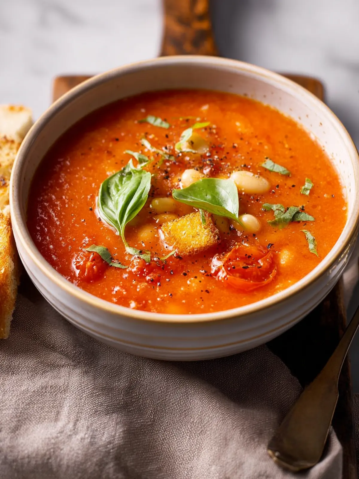 Tomato Basil Soup with White Beans First Image
