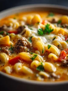 Cheeseburger Pasta Soup First Image