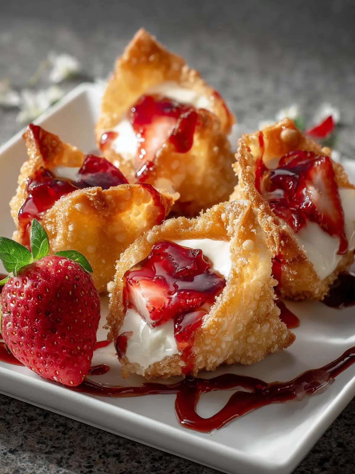 Deep Fried Strawberry Cheesecake Wonton Bites First Image