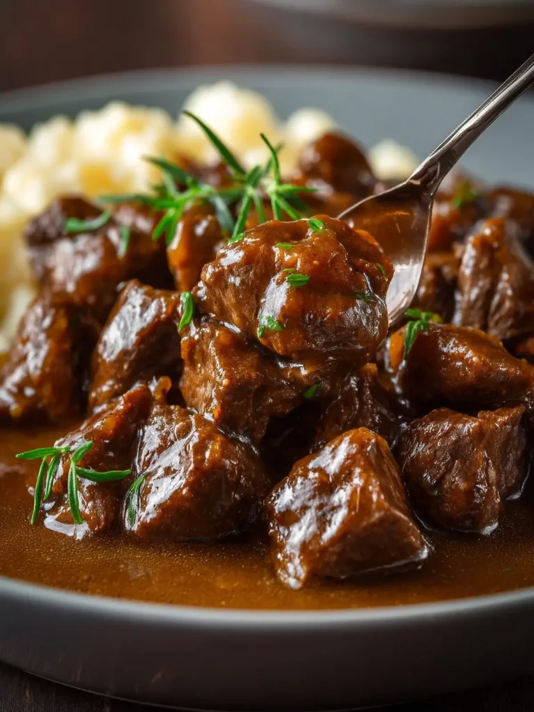 Slow Cooker Beef Tips and Gravy First Image