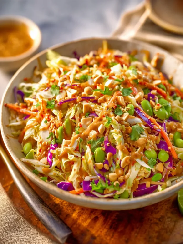 Asian Cabbage Salad with Peanut Dressing (Crunchy & Easy) First Image