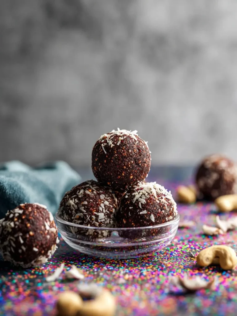No-Bake Chocolate Cashew Coconut Balls First Image