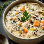 Savory Slow Cooker Chicken Wild Rice Soup Recipe First Image