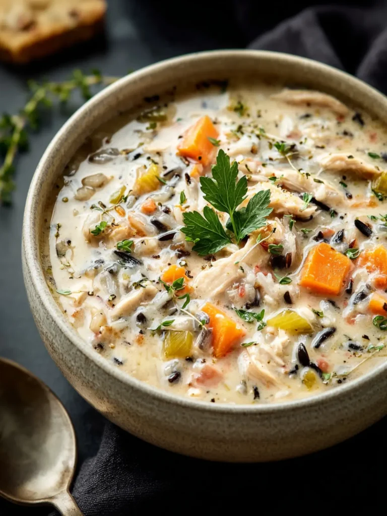 Savory Slow Cooker Chicken Wild Rice Soup Recipe First Image