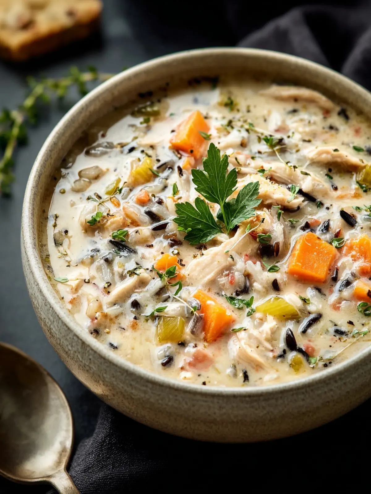 Savory Slow Cooker Chicken Wild Rice Soup Recipe First Image